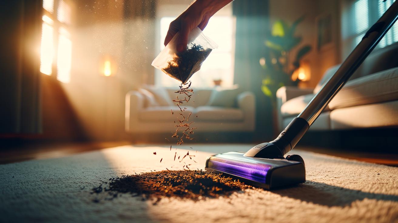 پاشیدن تفاله چای خشک شده